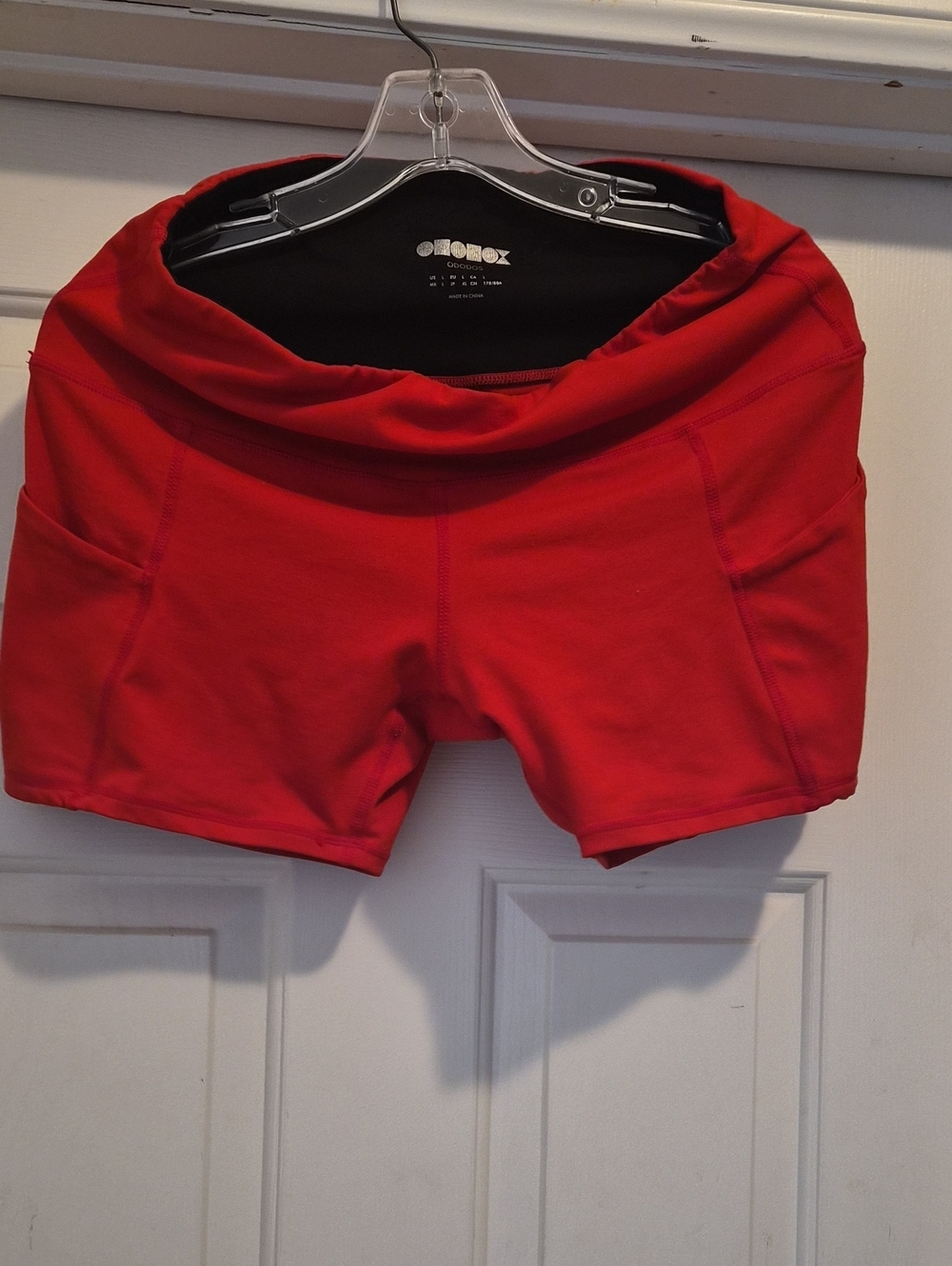 Ododos Red Women’s Bike Shorts with Wide Waistband